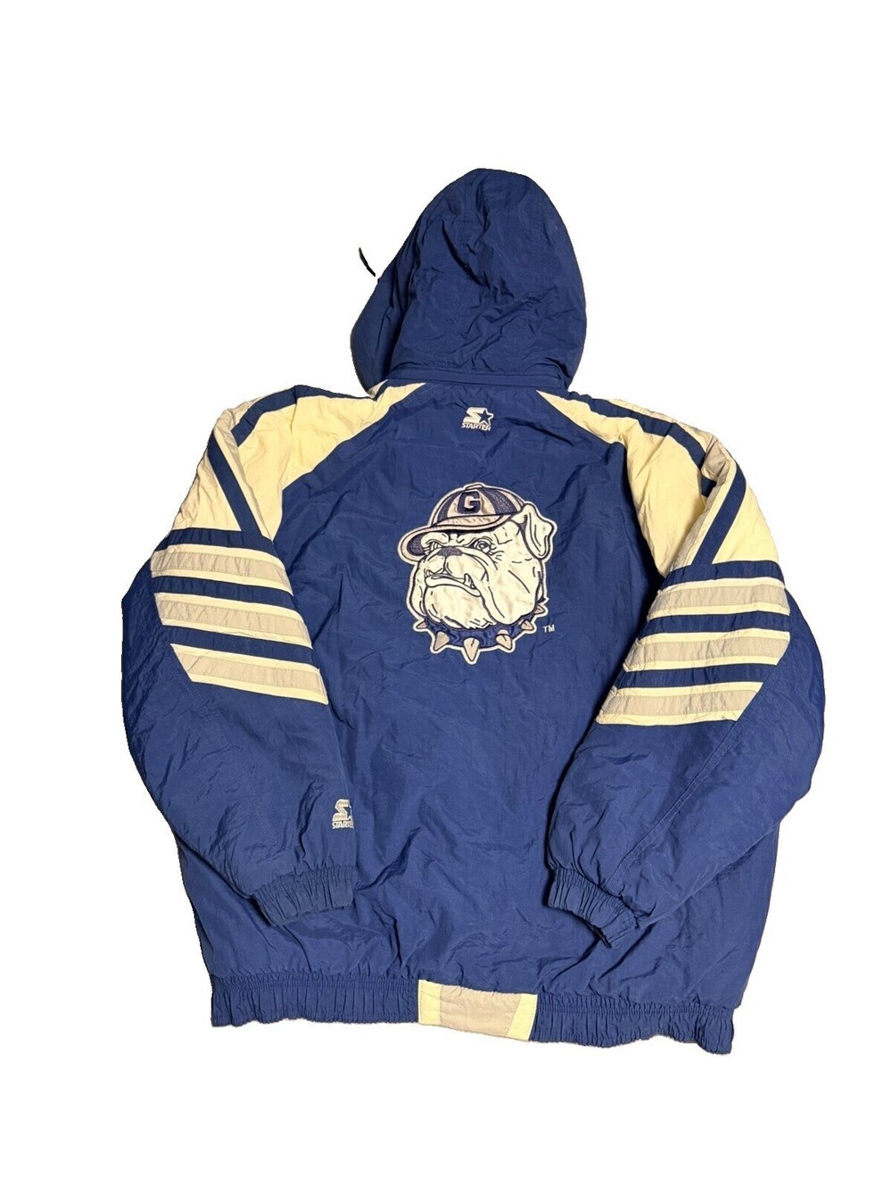 RARE VINTAGE Georgetown Hoyas STARTER Bomber Jacket Blue 90s
